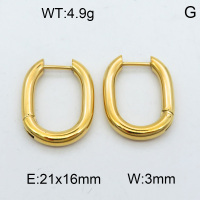 304 Stainless Steel Hoop Earrings,High quality handmade polishing,Rectangle,Vacuum plating 18K gold,21x16x3mm,about 4.9 g/pair,1 pair/package,3E2002571bbov-066