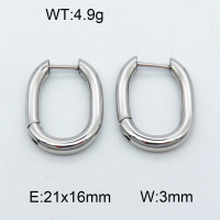 304 Stainless Steel Hoop Earrings,High quality handmade polishing,Rectangle,True color,21x16x3mm,about 4.9 g/pair,1 pair/package,3E2002572bbml-066