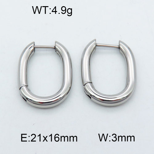 304 Stainless Steel Hoop Earrings,High quality handmade polishing,Rectangle,True color,21x16x3mm,about 4.9 g/pair,1 pair/package,3E2002572bbml-066