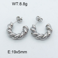 316 Stainless Steel Casting Ear Studs,High quality handmade polishing,Twisted,Semi-circle,True color,19x5mm,about 8.8 g/pair,1 pair/package,3E2002574abol-066