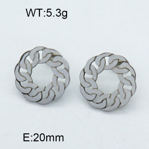 304 Stainless Steel Ear Studs,High quality handmade polishing,Curb Chains,True color,20mm,about 5.3 g/pair,1 pair/package,3E2003701vbmb-066