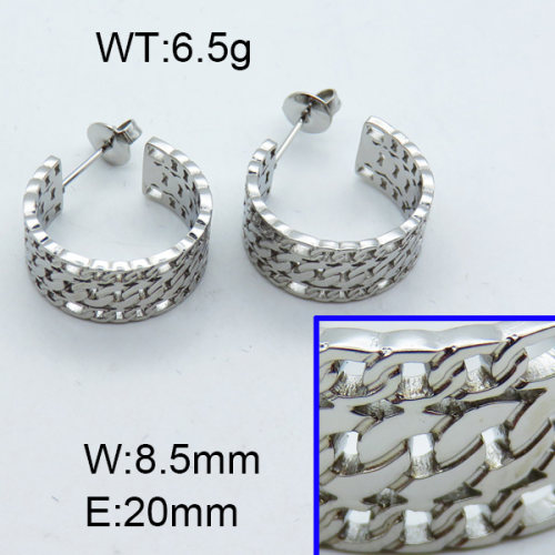 304 Stainless Steel Ear Studs,High quality handmade polishing,Curb Chains,Figaro Chains,True color,20x8.5mm,about 6.5 g/pair,1 pair/package,3E2003702bbov-066