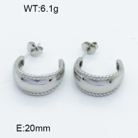 316 Stainless Steel Casting Ear Studs,High quality handmade polishing,Hemp,Semi-circle,True color,20mm,about 6.1 g/pair,1 pair/package,3E2003737abol-066