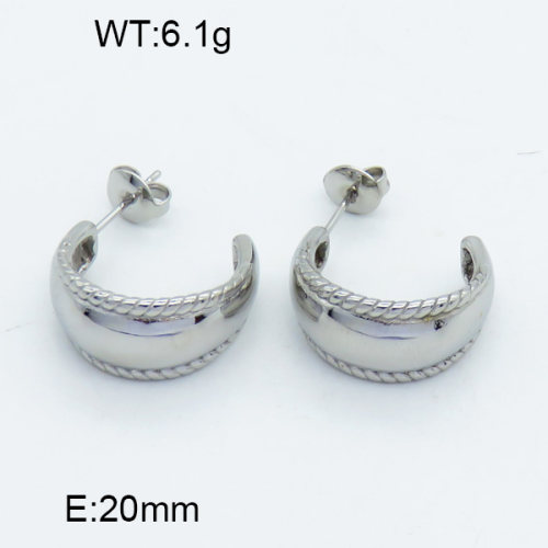 316 Stainless Steel Casting Ear Studs,High quality handmade polishing,Hemp,Semi-circle,True color,20mm,about 6.1 g/pair,1 pair/package,3E2003737abol-066