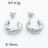 316 Stainless Steel Casting Ear Studs,High quality handmade polishing,Twill,Semi-circle,True color,16mm,about 4.2 g/pair,1 pair/package,3E2003739abol-066
