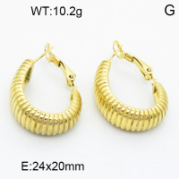 316 Stainless Steel Casting Hoop Earrings,High quality handmade polishing,Stripe,Circle,Vacuum plating 18K gold,24x20mm,about 10.2 g/pair,1 pair/package,3E2003740ahjb-066