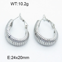 316 Stainless Steel Casting Hoop Earrings,High quality handmade polishing,Stripe,Circle,True color,24x20mm,about 10.2 g/pair,1 pair/package,3E2003741vhha-066