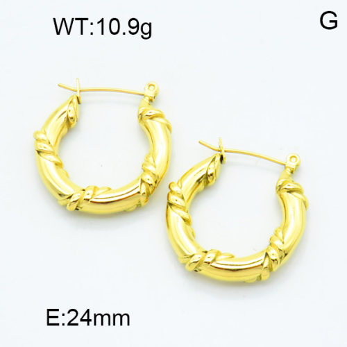 316 Stainless Steel Casting Hoop Earrings,High quality handmade polishing,Circle,Twill,Vacuum plating 18K gold,24mm,about 10.9 g/pair,1 pair/package,3E2003809ahjb-066