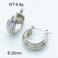 316 Stainless Steel Casting Hoop Earrings,High quality handmade polishing,Stripe,Circle,True color,20mm,about 8.8 g/pair,1 pair/package,3E2003819vhha-066