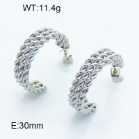 316 Stainless Steel Casting Ear Studs,High quality handmade polishing,Three-layer twisted,Semi-circle,True color,30mm,about 11.4 g/pair,1 pair/package,3E2003823bhva-066