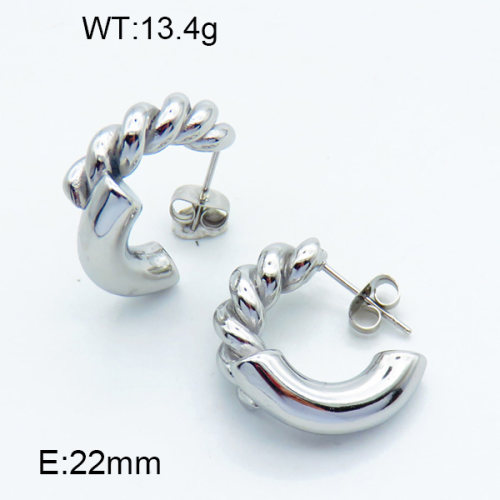 316 Stainless Steel Casting Ear Studs,High quality handmade polishing,Twisted,Semi-circle,True color,22mm,about 13.4 g/pair,1 pair/package,3E2003825bhva-066