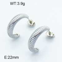 316 Stainless Steel Casting Ear Studs,High quality handmade polishing,Twill,Semi-circle,True color,22mm,about 3.9 g/pair,1 pair/package,3E2003828vbpb-066