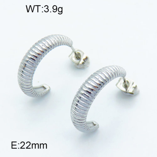316 Stainless Steel Casting Ear Studs,High quality handmade polishing,Twill,Semi-circle,True color,22mm,about 3.9 g/pair,1 pair/package,3E2003828vbpb-066