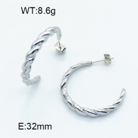 316 Stainless Steel Casting Ear Studs,High quality handmade polishing,Twisted,Semi-circle,True color,32mm,about 8.6 g/pair,1 pair/package,3E2003831vhha-066