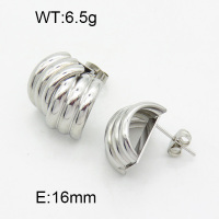 316 Stainless Steel Casting Ear Studs,High quality handmade polishing,Double triple half circle,True color,16mm,about 6.5 g/pair,1 pair/package,3E2003954vhha-066
