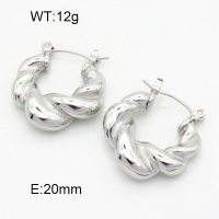 316 Stainless Steel Casting Hoop Earrings,High quality handmade polishing,Twisted,True color,20mm,about 12 g/pair,1 pair/package,3E2004444bhia-066