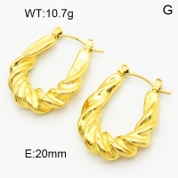 316 Stainless Steel Casting Hoop Earrings,High quality handmade polishing,Twisted,Vacuum plating 18K gold,20mm,about 10.7 g/pair,1 pair/package,3E2004447vhkb-066