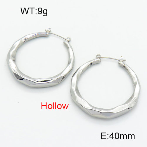 316 Stainless Steel Casting Hoop Earrings,High quality handmade polishing,Faceted Circle,True color,40mm,about 9 g/pair,1 pair/package,3E2004450bhia-066