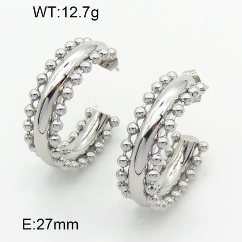 316 Stainless Steel Casting Ear Studs,High quality handmade polishing,Ball Chain,Circle,True color,27mm,about 12.7 g/pair,1 pair/package,3E2004451bhia-066