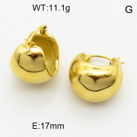 316 Stainless Steel Casting Hoop Earrings,High quality handmade polishing,Spherical circle,Vacuum plating 18K gold,17mm,about 11.1 g/pair,1 pair/package,3E2004640vhkb-066