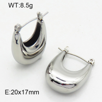316 Stainless Steel Casting Hoop Earrings,High quality handmade polishing,Hollow,U Shape,True color,20x17mm,about 8.5 g/pair,1 pair/package,3E2004649bhia-066