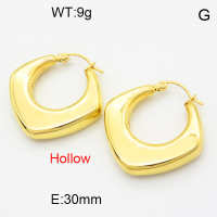 316 Stainless Steel Casting Hoop Earrings,High quality handmade polishing,Hollow,Rhombus,Vacuum plating 18K gold,30mm,about 9 g/pair,1 pair/package,3E2004650bhia-066