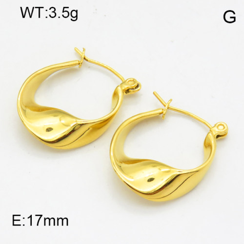 316 Stainless Steel Casting Hoop Earrings,High quality handmade polishing,Twisted Circle,Vacuum plating 18K gold,17mm,about 3.5 g/pair,1 pair/package,3E2004661bhia-066