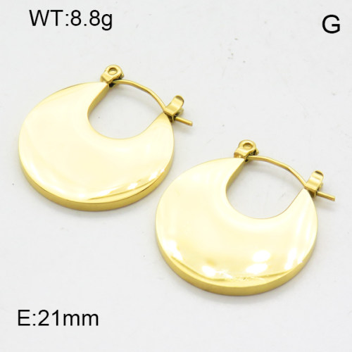 316 Stainless Steel Casting Dangle Earrings,High quality handmade polishing,Flat Round,Vacuum plating 18K gold,21mm,about 8.8 g/pair,1 pair/package,3E2004662bhia-066