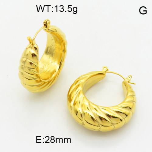 316 Stainless Steel Casting Hoop Earrings,High quality handmade polishing,Hollow,Twill,Circle,Vacuum plating 18K gold,28mm,about 13.5 g/pair,1 pair/package,3E2004664ahjb-066