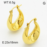 316 Stainless Steel Casting Hoop Earrings,High quality handmade polishing,Hollow,Oval,Vacuum plating 18K gold,23x18mm,about 6.5 g/pair,1 pair/package,3E2004666bhia-066