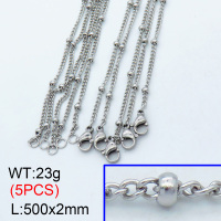 304 Stainless Steel Necklace Making,Thin Rondelle Beads Satellite Chain,True color,500x2mm,about 4.6 g/pc,5 pcs/package,3N2001434abol-G022