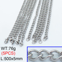 304 Stainless Steel Necklace Making,Curb Chains Twisted Chains Unwelded with Spool Oval,True color,500x5mm,about 15.2 g/pc,5 pcs/package,3N2001440aivb-G022