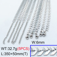 304 Stainless Steel Choker Necklaces,Leaf Handmade Cobs Chain,True color,L:350x6mm,T:50mm,about 6.54 g/pc,5 pcs/package,3N2001485vhnl-G023