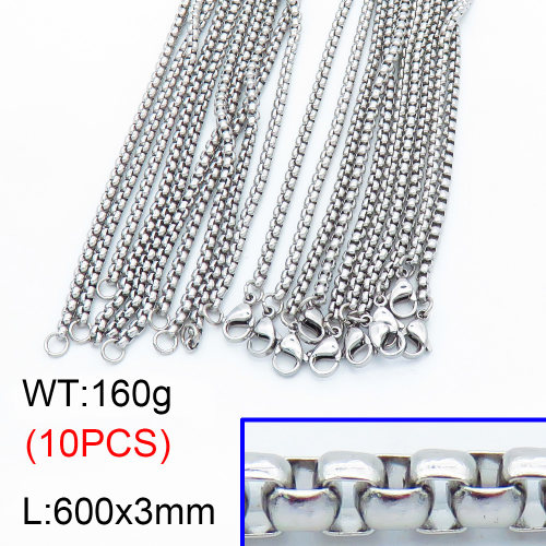 304 Stainless Steel Necklace Making,Unwelded Venetian Chains,True color,600x3mm,about 16 g/pc,10 pcs/package,3N2001508ahjb-G025