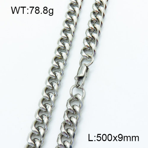 304 Stainless Steel Necklaces,Polished,Cuban Chain Twisted Curb Chains,True color,550x9mm,about 78.8 g/pc,1 pc/package,3N2002026bboo-G025