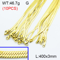 304 Stainless Steel Necklace Making,Handmade Soldered Herringbone Chains,Vacuum plating gold,400x3mm,about 4.67 g/pc,10 pcs/package,3N2002027bjja-G025