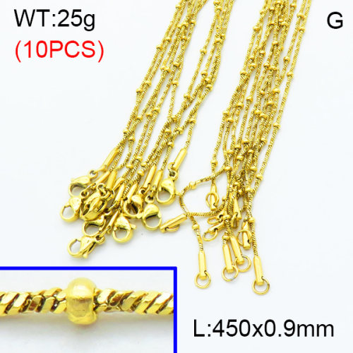 304 Stainless Steel Necklace Making,Rondelle Beads Twisted Square Snake Chains,Vacuum plating gold,450x0.9mm,about 2.5 g/pc,10 pcs/package,3N2002030ajka-G029