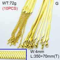 304 Stainless Steel Choker Necklaces,Handmade Soldered Herringbone Chains,Vacuum plating gold,L:350x4mm,T:70mm,Drop:3x6mm,about 7.2 g/pc,10 pcs/package,3N2002036akha-G029
