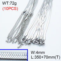 304 Stainless Steel Choker Necklaces,Handmade Soldered Herringbone Chains,True color,L:350x4mm,T:70mm,Drop:3x6mm,about 7.2 g/pc,10 pcs/package,3N2002037aija-G029