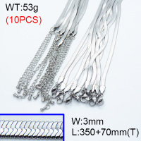304 Stainless Steel Choker Necklaces,Handmade Soldered Herringbone Chains,True color,L:350x3mm,T:70mm,Drop:3x6mm,about 5.3 g/pc,10 pcs/package,3N2002039vhol-G029