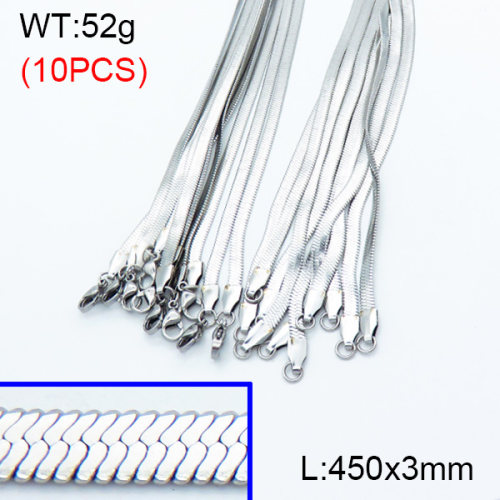 304 Stainless Steel Necklace Making,Handmade Soldered Herringbone Chains,True color,450x3mm,about 5.2 g/pc,10 pcs/package,3N2002041vhnv-G029