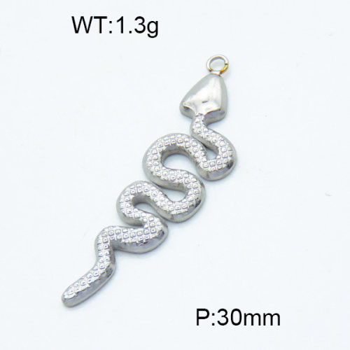 304 Stainless Steel Necklaces,Polished,Snake,True color,30mm,Hole:2mm,about 1.3 g/pc,1 pc/package,3P2002740avja-066
