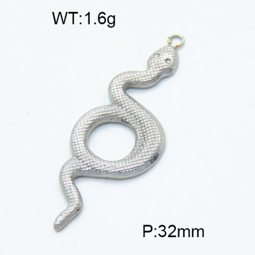 304 Stainless Steel Necklaces,Polished,Snake,True color,32mm,Hole:2mm,about 1.6 g/pc,1 pc/package,3P2002742aajl-066