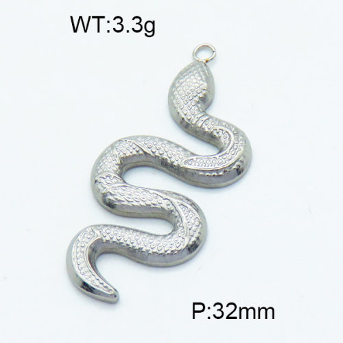 304 Stainless Steel Necklaces,Polished,Snake,True color,32mm,Hole:2mm,about 3.3 g/pc,1 pc/package,3P2002746aajl-066