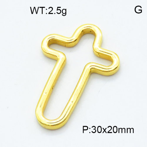 304 Stainless Steel Linking Rings,Polished,Cross,Vacuum plating 18K gold,30x20mm,about 2.5 g/pc,5 pcs/package,3P2002751aaip-906