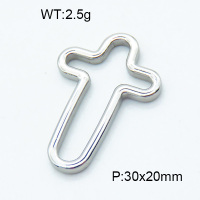 304 Stainless Steel Linking Rings,Polished,Cross,True color,30x20mm,about 2.5 g/pc,5 pcs/package,3P2002752vail-906