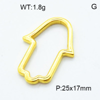304 Stainless Steel Linking Rings,Polished,Palm,Vacuum plating 18K gold,25x17mm,about 1.8 g/pc,5 pcs/package,3P2002753vail-906