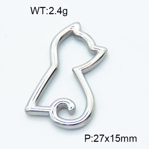 304 Stainless Steel Linking Rings,Polished,Cat,True color,27x15mm,about 2.4 g/pc,5 pcs/package,3P2002756vail-906