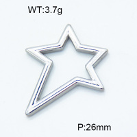304 Stainless Steel Linking Rings,Polished,Star,True color,26mm,about 3.7 g/pc,5 pcs/package,3P2002758aaio-906