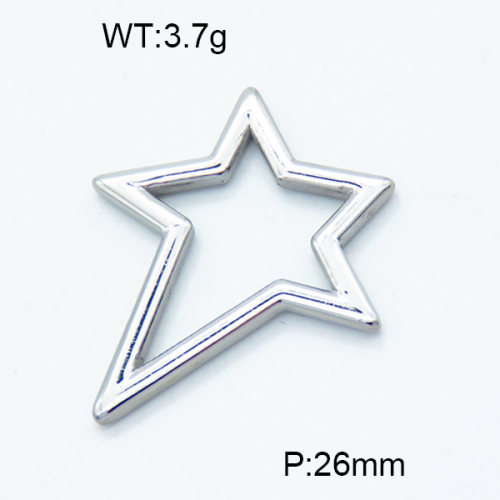 304 Stainless Steel Linking Rings,Polished,Star,True color,26mm,about 3.7 g/pc,5 pcs/package,3P2002758aaio-906